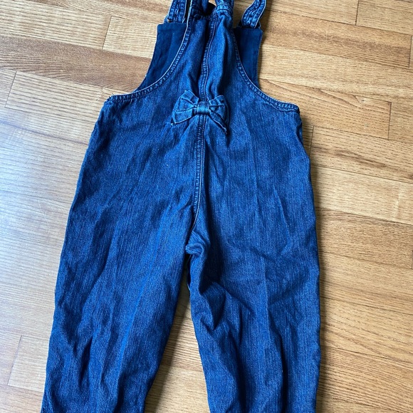 Koala Kids Blue Denim Overalls with Floral Embroidery toddler girls vintage - Picture 3 of 6